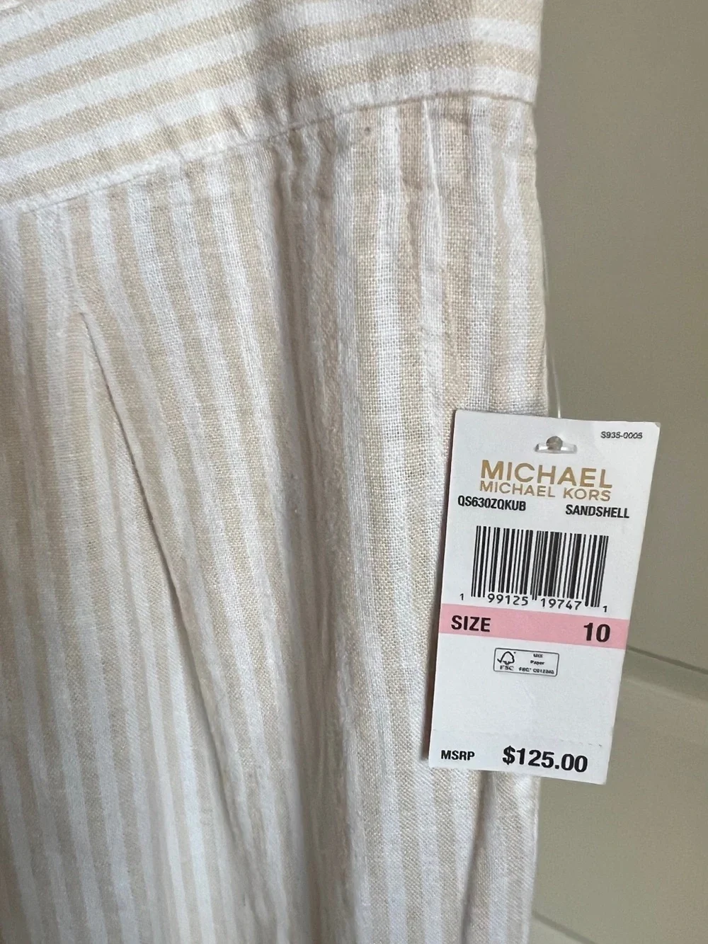 Michael Kors Cream and White Striped Wide Leg Pants